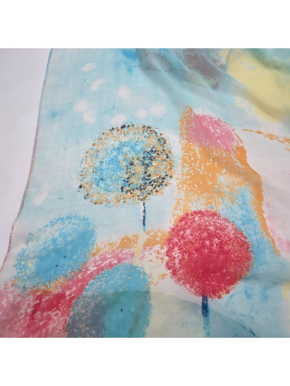 Colorful Sheer Scarf With Abstract Tree Print Lightweight Soft Wrap 72"x38" - Picture 5 of 8